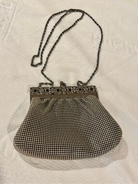 Vintage Whiting and Davis Silver Mesh Evening Bag with Chain Strap